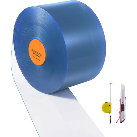 Rideau en lanières PVC transparent, 45,7 m x 20 cm, rouleau pour portes de chambre froide, supermarché, garage, entrepôt, grange, abri pour animaux. (1/5)