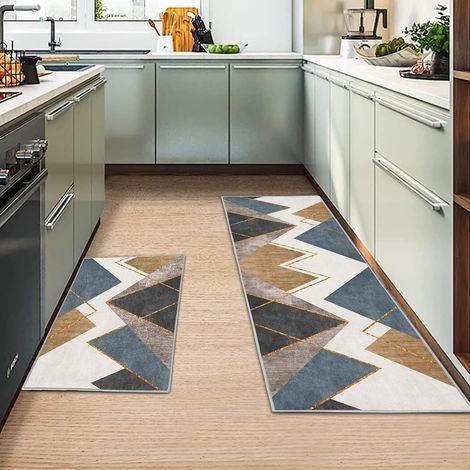 Tapis de Cuisine Lavable en Machine,43x150cm+43x75cm (1/5)