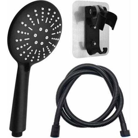 Soffione doccia LangRay nero, soffione doccia portatile con tubo flessibile da 1,5 m e supporto per soffione doccia, 3 tipi di getto, soffione doccia a risparmio idrico, soffione doccia multifunzional (1/4)
