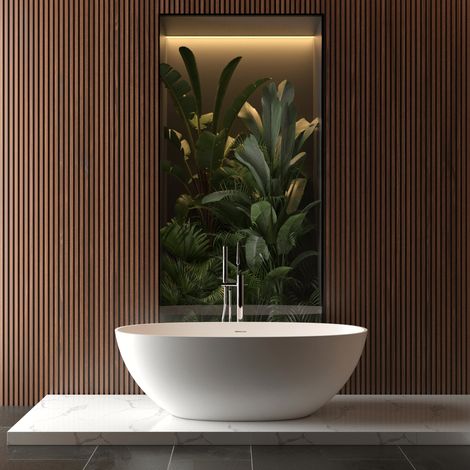 Bañera moderna Solid Surface MALMO exenta  165 cm (1/5)