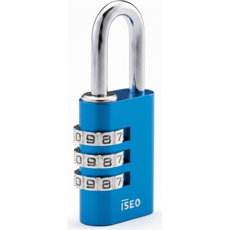 LUCCHETTO A COMBINAZIONE A 3 COMBINATORI- - mm.28,5 blu (P0153027B) - 12 pezzi ISEO (1/2)