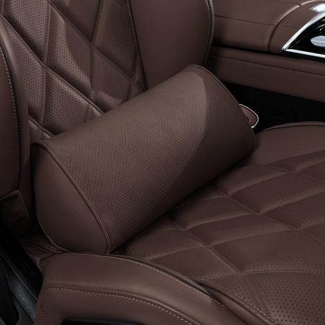 Car Lumbar Pillow, Ergonomic Lumbar Support Cushion, High Density Memory Foam Back Support, Chestnut Brown (1/5)
