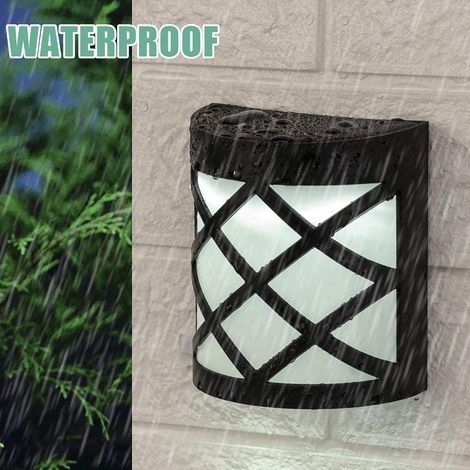 Solar-Zaunleuchte, IP55 wasserdichte Solar-Gartenleuchten für Terrasse, Zaun, Hof, Garten, Garage, Treppe, Tor, Wand - warmweißes Gitter (2er-Pack) (1/3)
