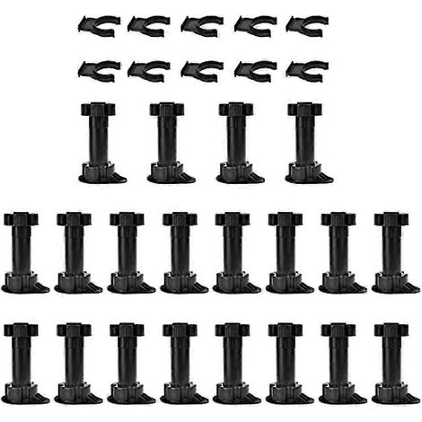 20 pieds de meuble réglables avec clips de fixation pour plinthe, adaptés aux meubles de cuisine et de salle de bain. (1/5)