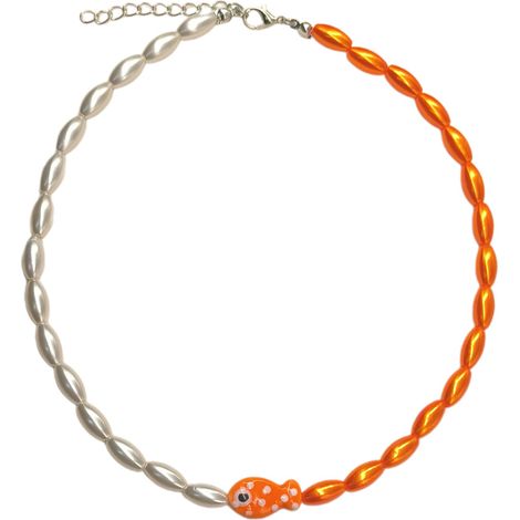 Elegante collana con ciondolo a forma di pesce pagliaccio e perla, - Arancione