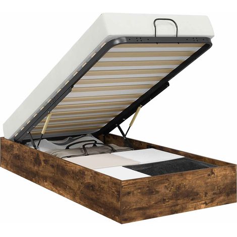 Maison Exclusive - Cadre de lit ottoman Chêne Fumé 80,5 x 200 cm Bois d’ingénierie (1/5)