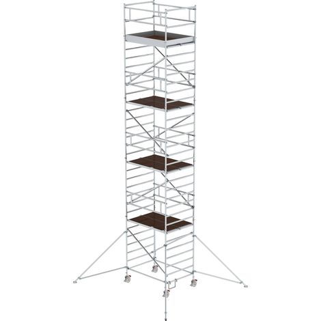 Günzburger Steigtechnik Echafaudage roulant 1,35 x 1,8 m avec stabilisateur & double plate-forme Hauteur de plate-forme 8,35 m - 167836