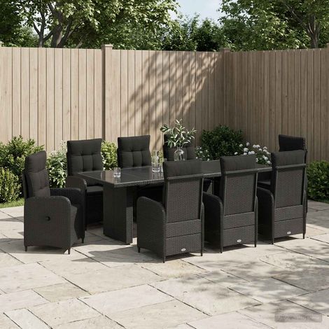Set da pranzo per esterni 9 pz Nero polyrattan vidaXL (1/5)