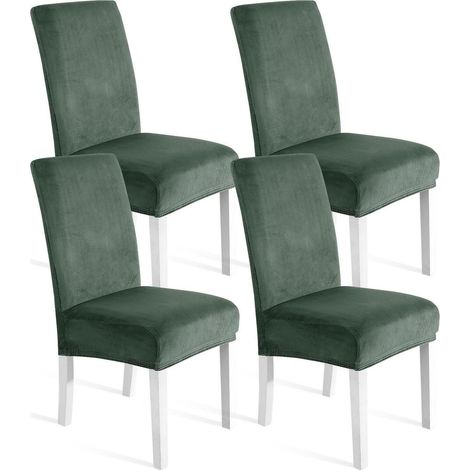 Samt Stuhlhussen 4er Set, Stretch, waschbar, hellgrün (1/5)
