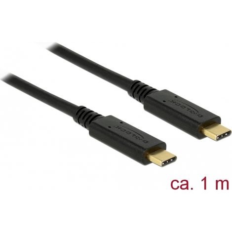 Delock Cable USB 3.1 Gen 2 (10 Gbps) Type-Câ¢ a Type-Câ¢ 1 m 3 A E-Marker