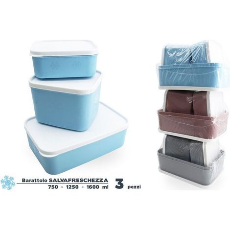 TrAdE Shop Traesio - Set 3 Contenitori Barattolo Salvafreschezza Alimenti Cibi Freezer Ermetico 947676 -