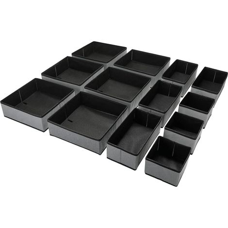 Aufbewahrungsbox Stoff faltbar 13er Set Kleiderschrank 13 Stück Grau (1/5)
