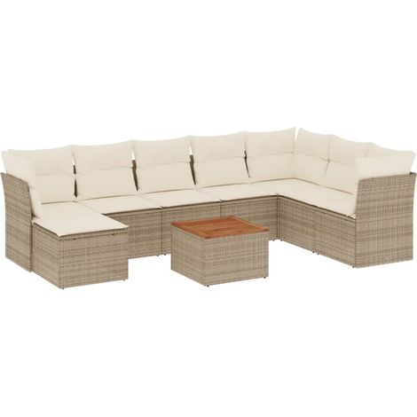 Maison Exclusive - 9-tlg. Garten-Sofagarnitur mit Kissen Beige Po (1/3)