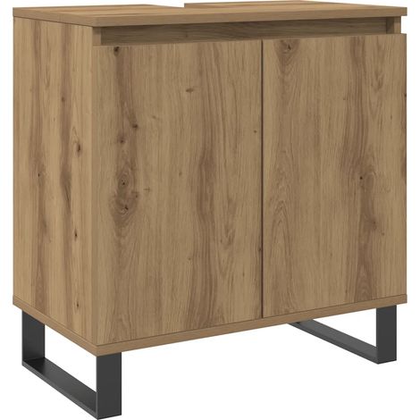 Mueble de baño de diseño moderno con espacio de almacenamiento 58 x 33 x 60 cm fabricado en madera de roble manufacturada acabado artesanal 020051101 (1/5)