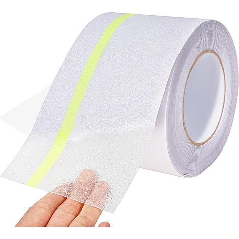 Bande Antidérapante Escalier Phosphorescent, 10cm10m Ruban Antidérapant Adhésif , Ruban de Traction Antidérapant, Transparent, pour l'intérieur/l'extérieur (1/5)