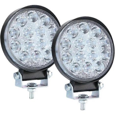 Projecteur de travail LED rond 140 W 12 V/24 V pour voiture, faisceau puissant, tout-terrain, 9 000 lm, étanche IP68, projecteur antibrouillard pour SUV avec feux de jour. (1/5)