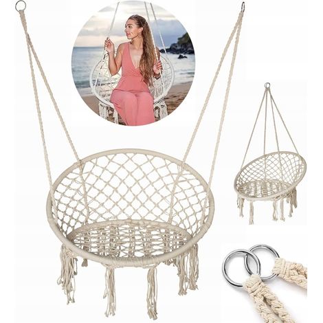 Silla colgante, nido de cigüeña, hamaca, columpio, estilo bohemio, para interior y exterior, terraza (1/5)
