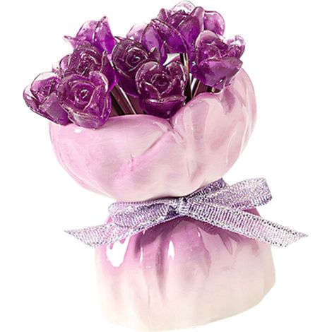 Juego de 12 tenedores para fruta con forma de rosa - Morado