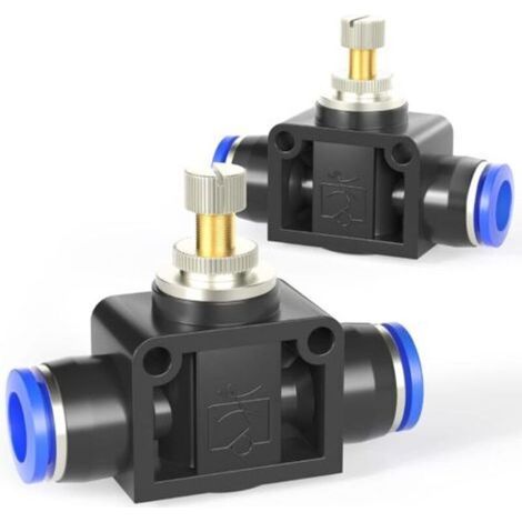 Valvola pneumatica di controllo del flusso d'aria con raccordo a innesto, regolatore di velocità in linea, connessione diritta – tubo di diametro esterno 10 mm x tubo di diametro esterno 10 mm (1/5)
