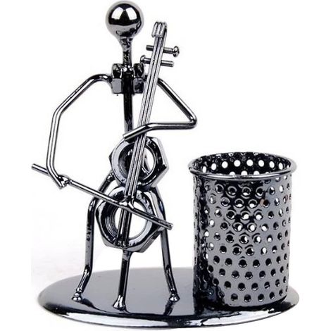 Stiftehalter aus Schmiedeeisen mit Musikmotiv - Büro-/Wohndekoration - Geschenk (c72 Cello)
