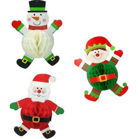 3 décorations de Noël suspendues en nid d'abeille (1/5)