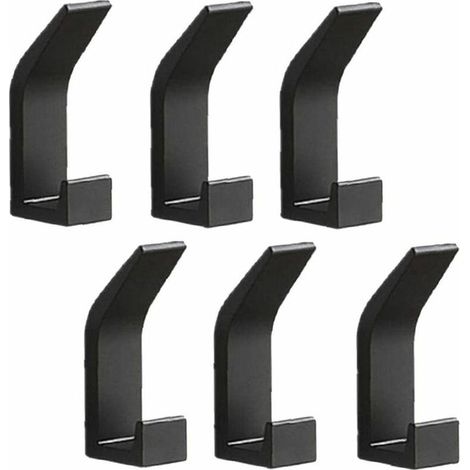 royaluxe -Lot de 6 patères murales patères porte-serviettes crochets de porte sans perçage patères en aluminium porte-manteau mural autocollant, noir (1/4)