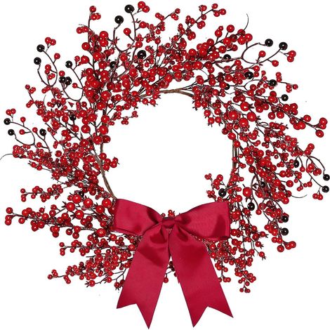 Guirlande De Porte En Forme De Coeur - Fleur Artificielle En Soie Et Polyester - Pour Porte D'Entrée Intérieure Ou Extérieure Abritée - Diamètre 18 À 20 Pouces - 1 Pièce (1/5)