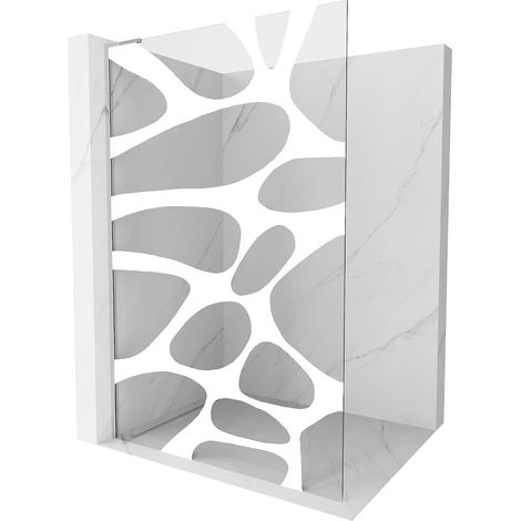 Mexen Kioto L Duschwand Walk-in 100 x 200 cm, weißes Muster, Chrom - 800-100-103-01-97