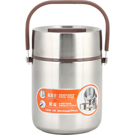 Boîte à lunch isotherme en acier inoxydable de qualité alimentaire, grande capacité (1,6 L), idéale pour l'école et le bureau. (1/5)