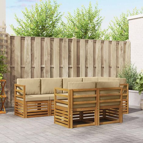 Teenpull – Outdoor-Sofagarnitur 7 Stk. Natur und Beige Polyester (1/5)
