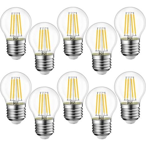 10 pièces E27 G45 ampoules LED 4W équivalent à 40W, ampoules LED rétro E27, clair chaud 3000K, verre, 10 pièces (1/5)