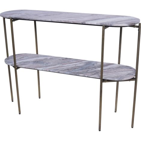 Toronto Top and Base Console Table - Iron/Marble/MDF - L33 x W111 x H79 cm - White/Brown/Grey