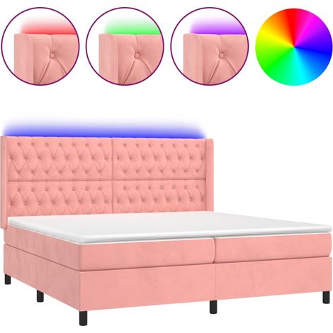 Maison Exclusive - Boxspringbett mit Matratze & LED Rosa 180x200