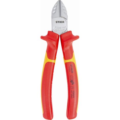 STIER Pince coupante 160 mm, testée VDE, DIN ISO 5749, poignée bimatière, pnce coupe-câble, pince d'électricien coupante (1/4)