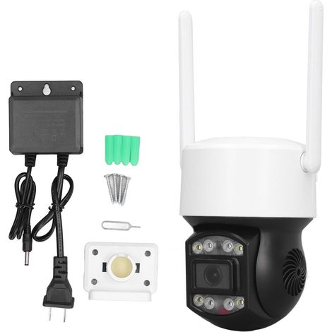 2-Megapixel-WLAN-Überwachungskamera für den Außenbereich (1080p), Farbnachtsicht, automatische Verfolgung, Gegensprechanlage, 110–240-V-Netzteil (US-Stecker) (1/5)