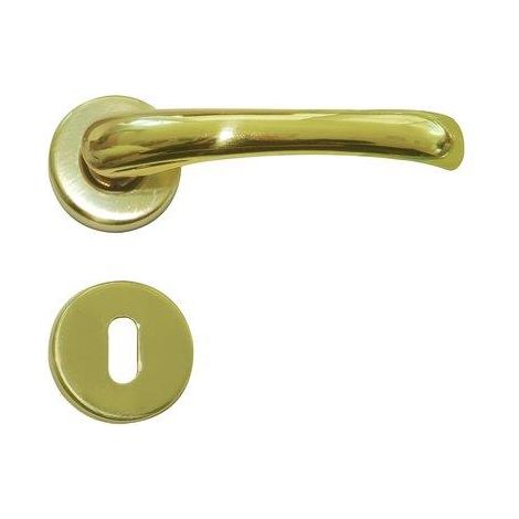 MANIGLIA RIO ROSETTA FORO PATENT - OTTONE LUCIDO Q8 CF=PZ 2- 2 confezioni