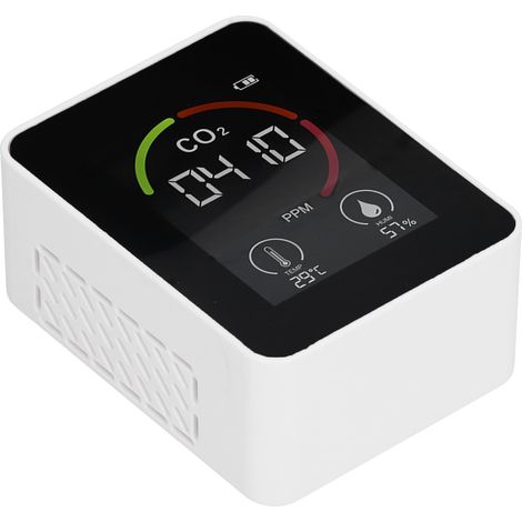 Intelligenter USB-CO₂-Detektor, Luftqualitätsmonitor mit Infrarot-Temperatur- und Feuchtigkeitssensor, Weiß, wiederaufladbar (1/5)