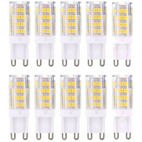 Lot de 10 ampoules LED G9, blanc chaud 3000 K 5 W équivalent à des ampoules halogènes 40 W 420 lumens non dimmables, (1/4)