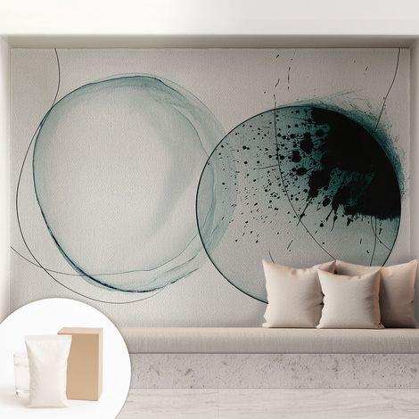 Tapete Vliestapete mit Kleber für Wohnzimmer Schlafzimmer Küche - Wanddekoration Grüne Kreise 208x146 cm (1/5)