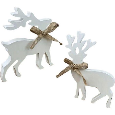 2 figurines de rennes de Noël, décorations festives pour sapin, maison et bureau, lot de 2 pièces (1/4)