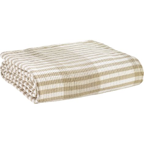 VIVARAISE - Jeté de lit Calista en coton 100% - Motif rayé jacquard, 260 x 260 cm