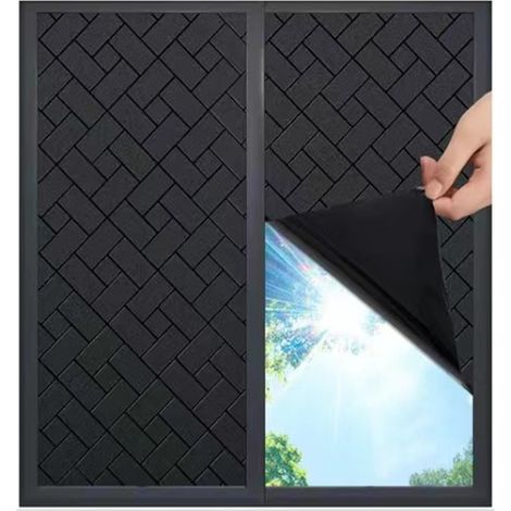 Sollbry Anti-Peeping-Fensterfolie, lichtblockierende Anti-UV-Folie, verdunkelnde Fensterfolie, elektrostatische Fensterfolie (schwarz, 45 x 200 cm) (1/3)