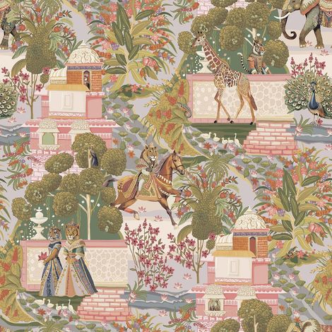 Holden Decor Animal Palace Multi Wallpaper Lion Elephant Stylish Feature Wall (1/4)