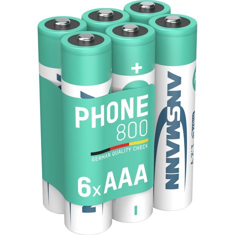 ANSMANN Akku AAA Micro 800 mAh 1,2V NiMH - 6 Stück, wiederaufladbar mit maxE