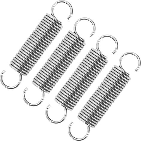 4 Pièces - Ressort De Traction - Ressort En Acier Inoxydable - Double Crochet Pour Fixation - Idéal Pour Tentes Et Fitness - Argent - 1,4x12x55 Cm (1/5)