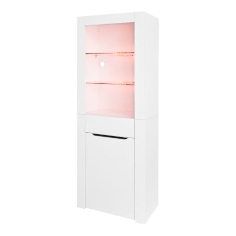 Vitrine LED, étagères, rangement, pour cuisine, salon, bureau, blanc