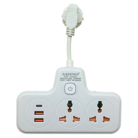 Multiprise universelle avec interrupteur indépendant, version de chargement USB + type-c - prise standard européenne (blanc) (1/2)