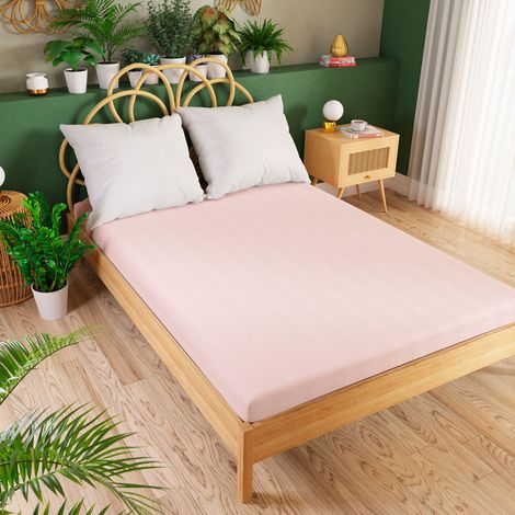 Drap-housse en jersey rose premium Dreamy 180x200cm (1/2)