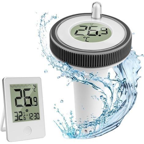 Thermomètre de Piscine Sans Fil,Thermomètre Numérique Flottant Sans Fil pour Piscine,étanche IP67,Thermomètre de Intérieur Extérieur (1/5)