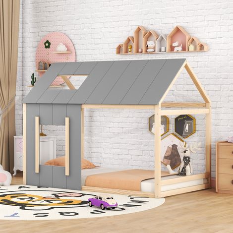 letto struttura letto 90x200 design casetta naturale OKMYHOME (1/5)